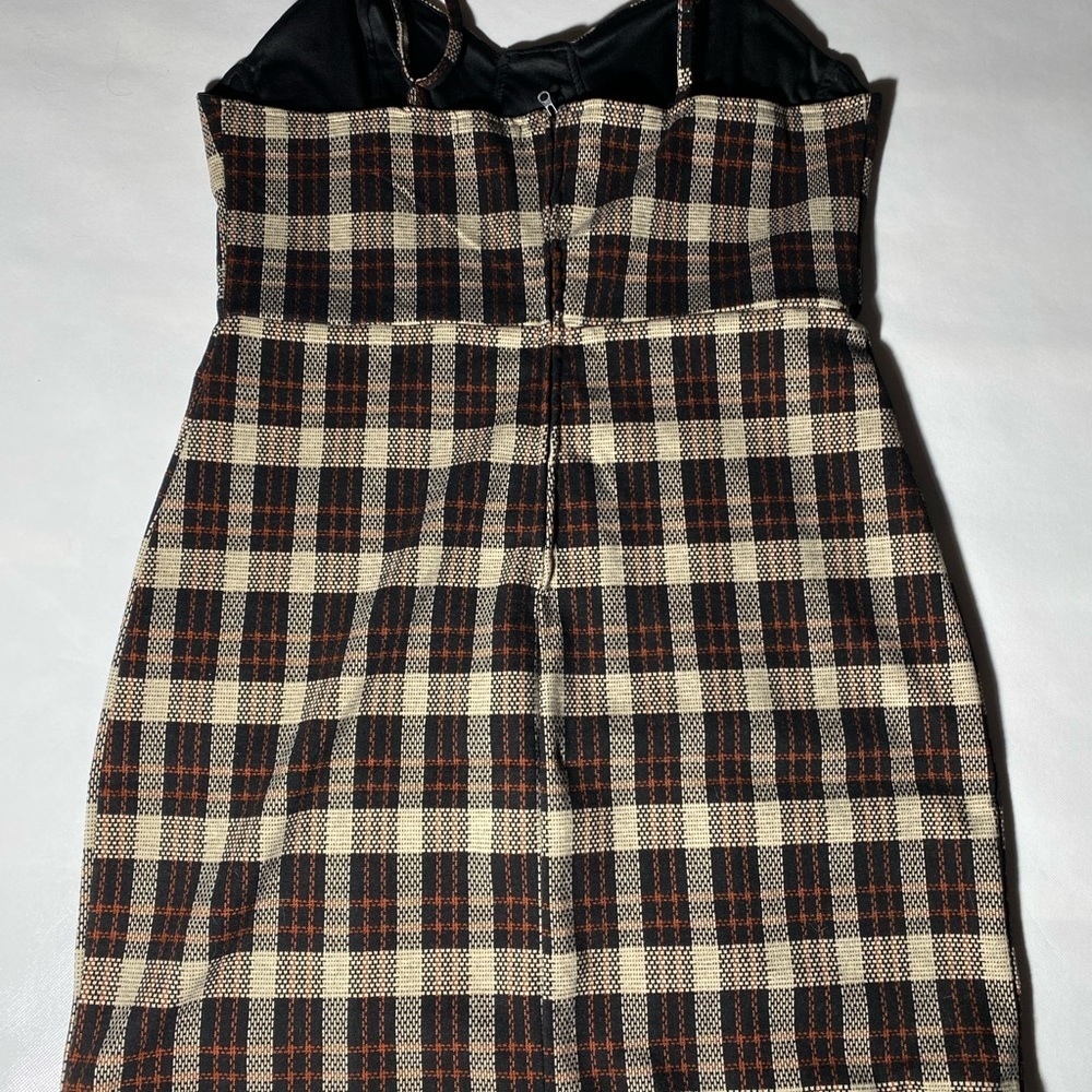 NEW- Size S Woman's Gianni Bini Dress W/ Top Lining - Zip Back- Black Plaid - Picture 6 of 10